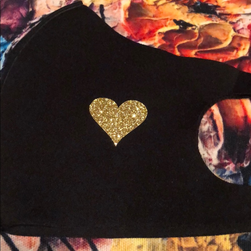 Glitter Shiny Gold Black Face Mask